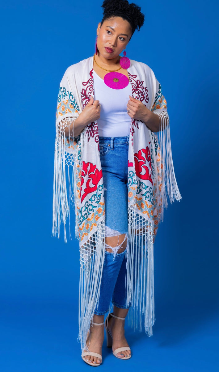Lillian Fringe Kimono – Dollface-Chique LLC