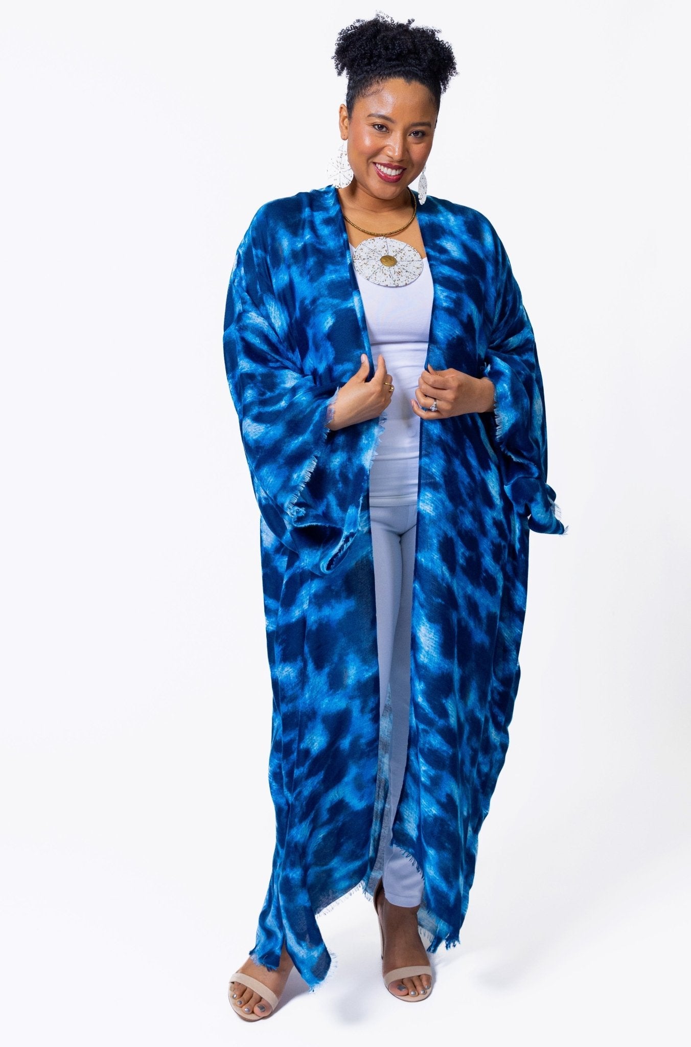 Leopard Print Kimono - Blue